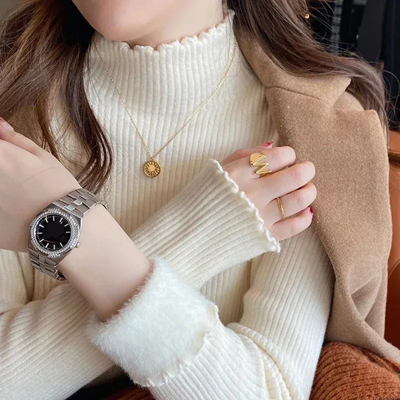 ANNA | Pull en Maille Ctelée avec Doublure Douce et Design légant