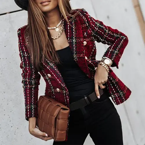 Arleth | Blazer  Carreaux Pour Femme | Manches Longues