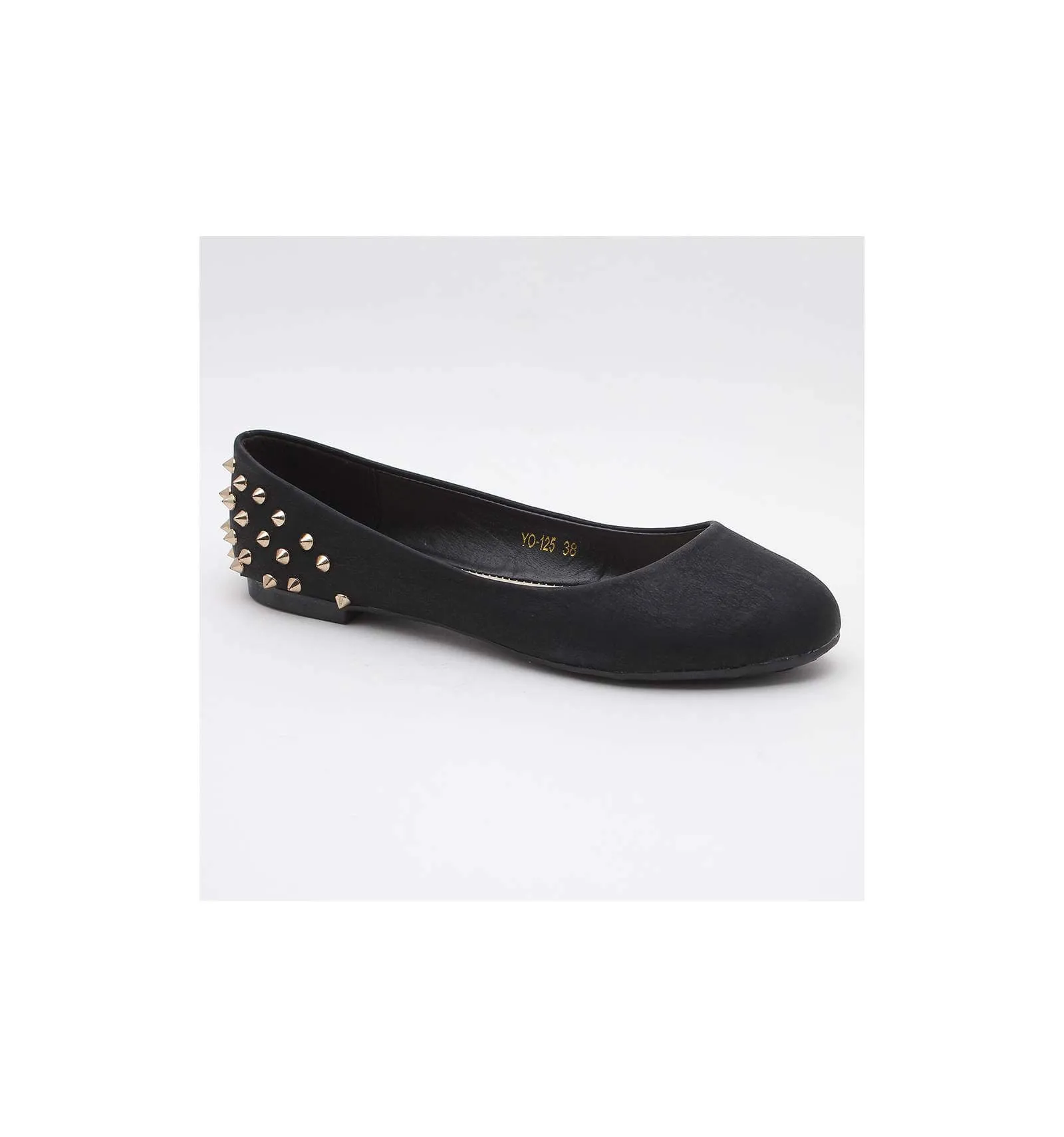 Ballerine femme simili cuir à clous noir Vivi