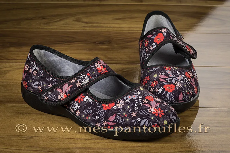 Ballerines confort à scratch fleurie