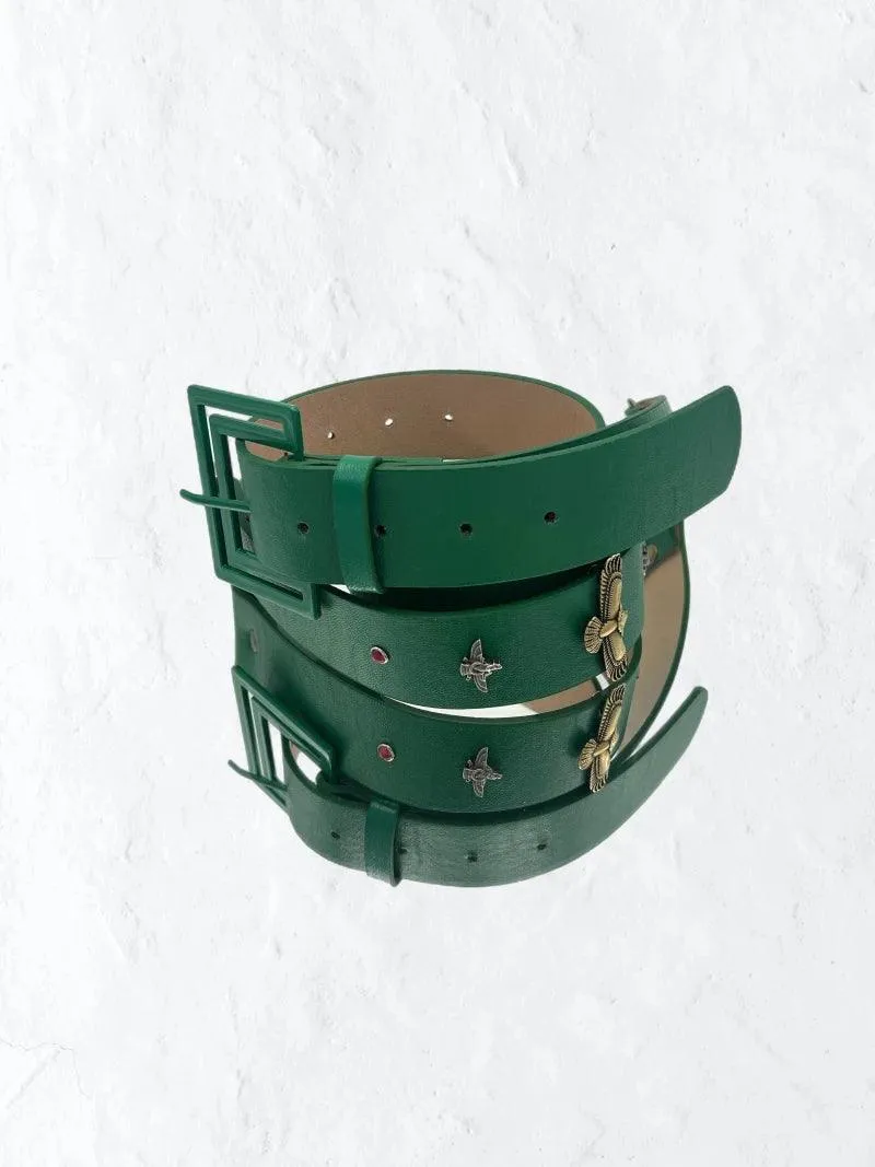 Bandoulière vert grenouille upcyclée - Alma