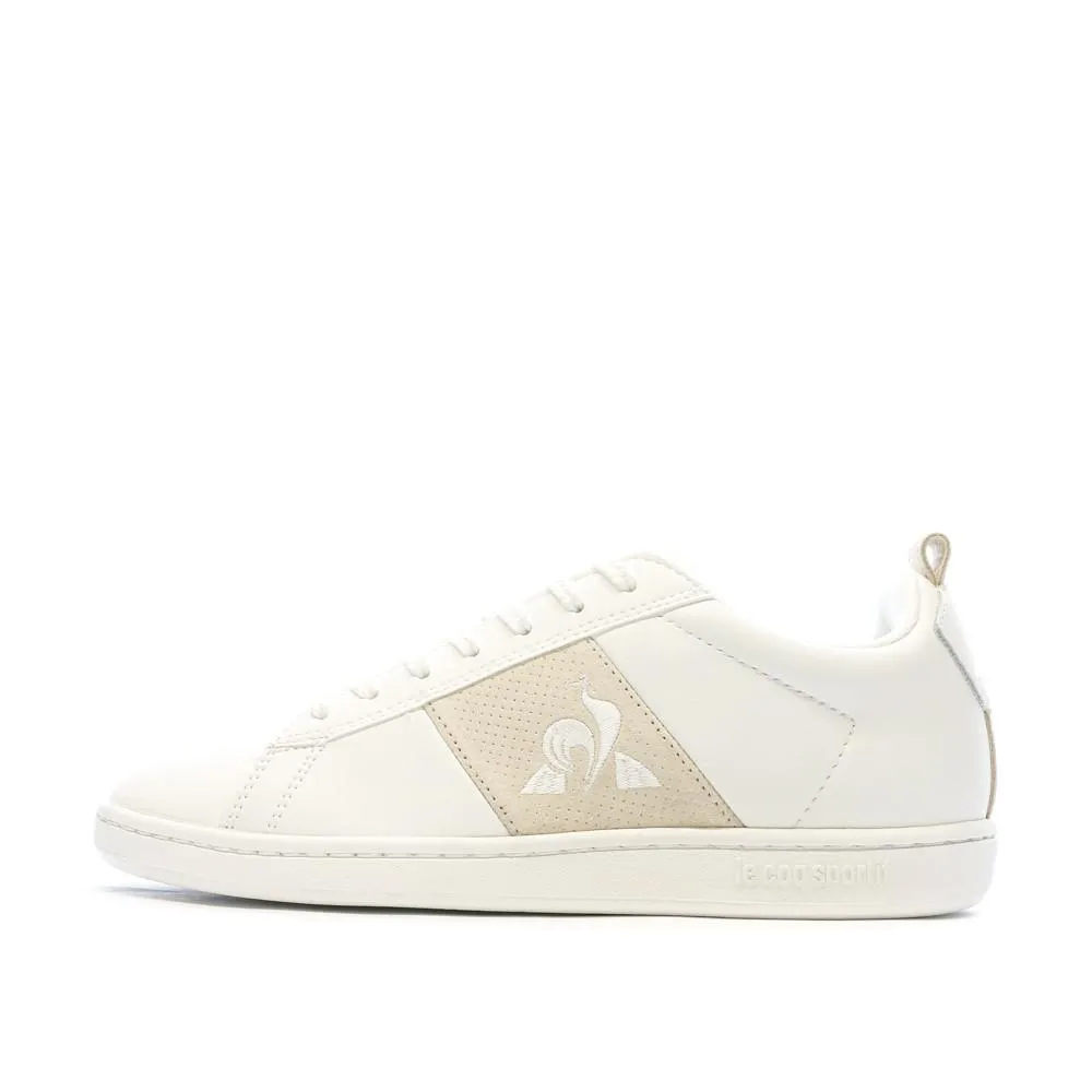 Baskets Blanches/Beige Femme Le Coq Sportif Court Classic Premium Optical