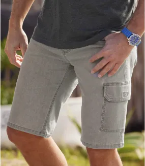 Bermuda Cargo en Jean Stretch Gris 