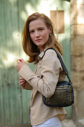 Biba Lovington - Petit sac bandoulière en cuir et rivets