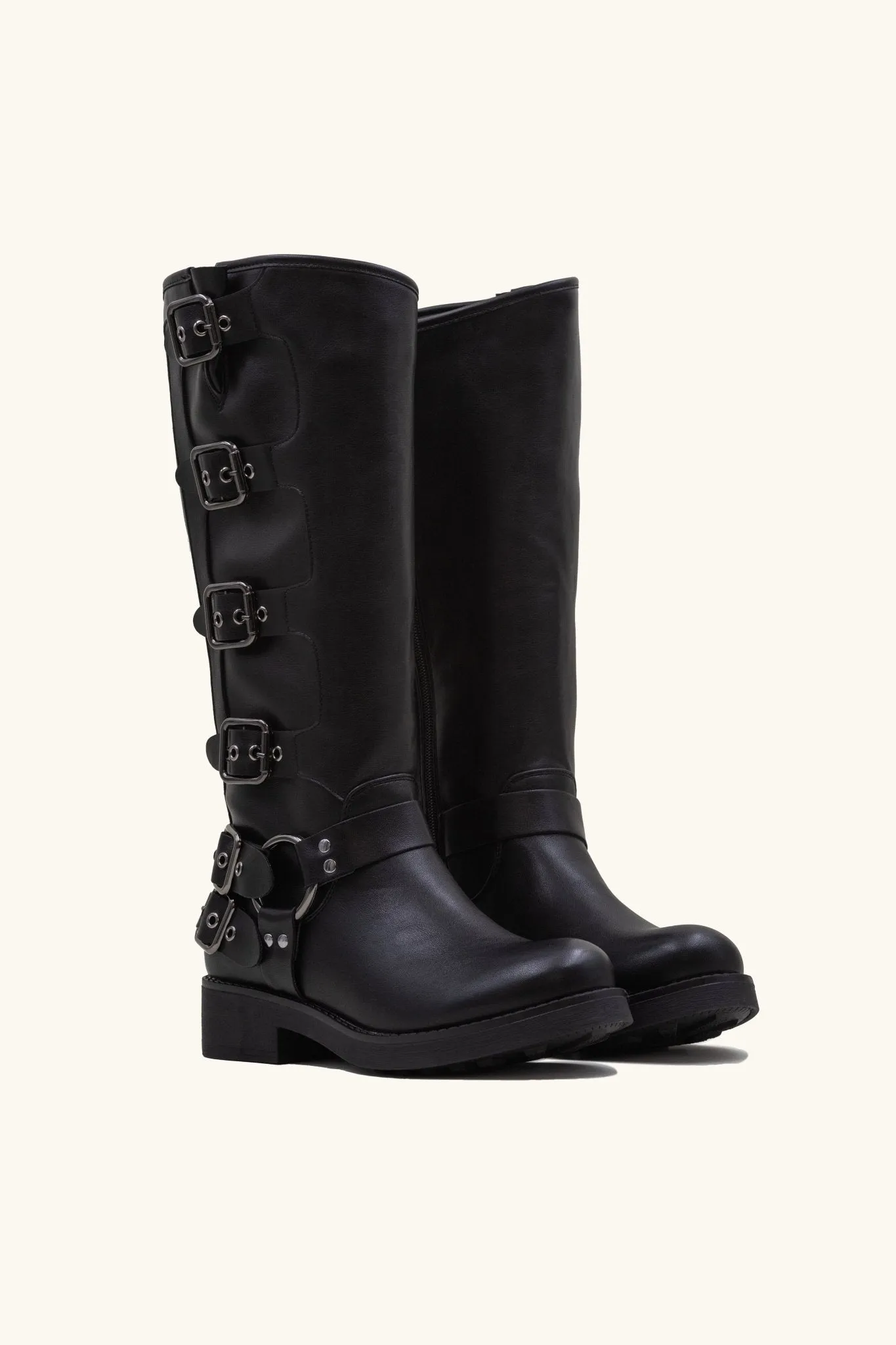 Bottes bikers à multiple sangles noir