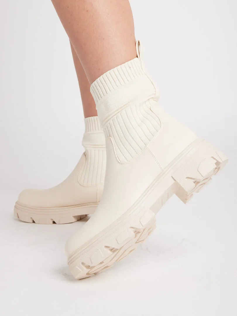 Bottines chaussettes bi matières