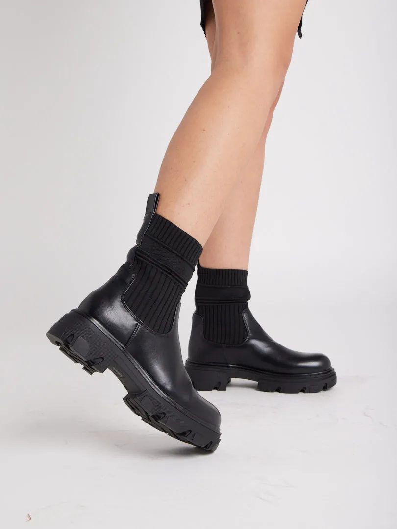 Bottines chaussettes bi matières
