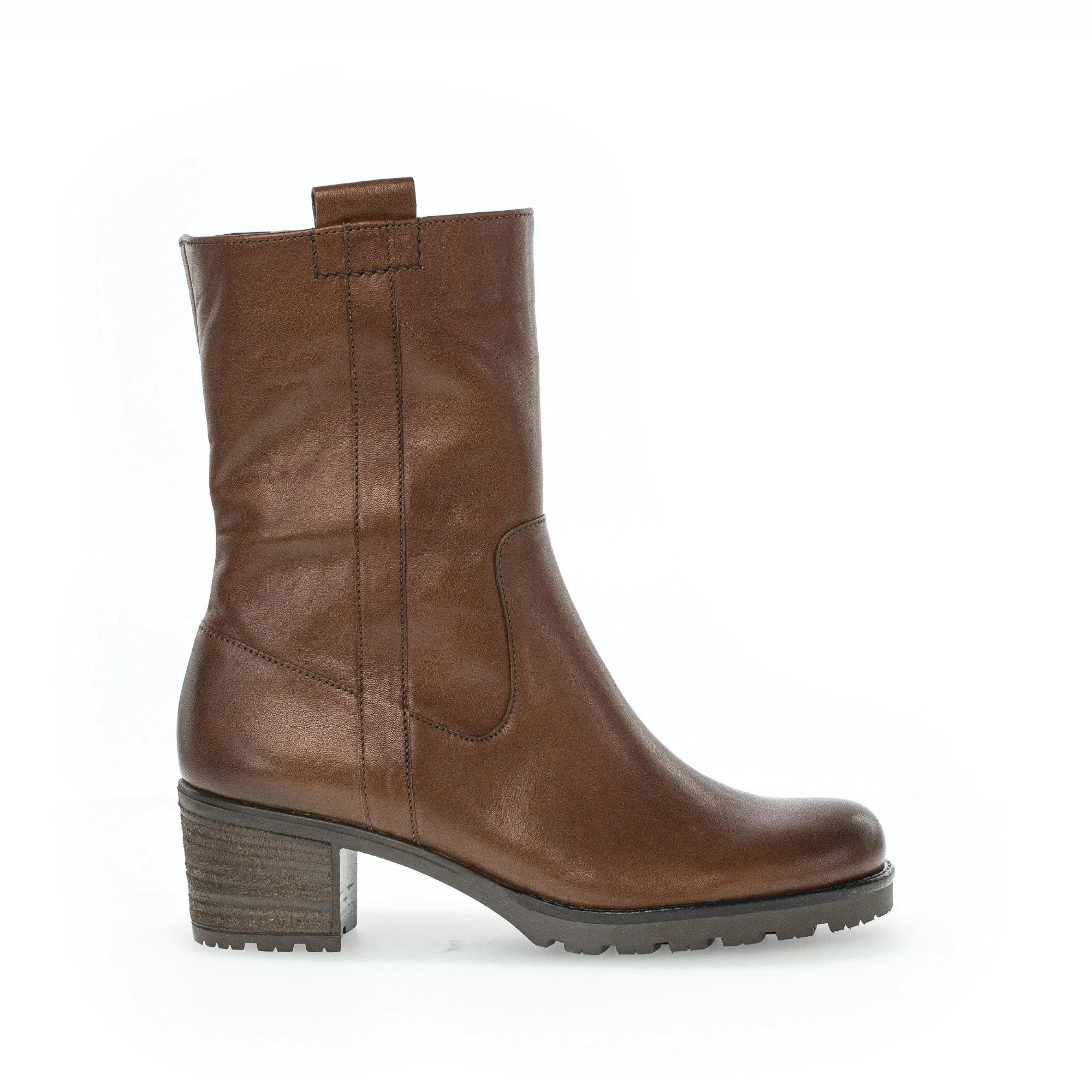 Bottines Mid cognac en cuir lisse