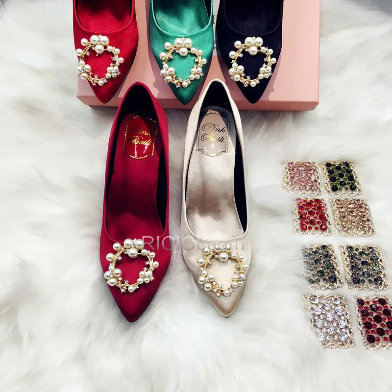 Chaussure De Mariée Talons Aiguilles Satin Chaussure Demoiselle D honneur Bout Pointu Classique 8 cm Talon Haut Champagne Escarp