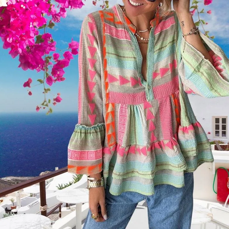 Chemise Ethnique Bohème Santorini