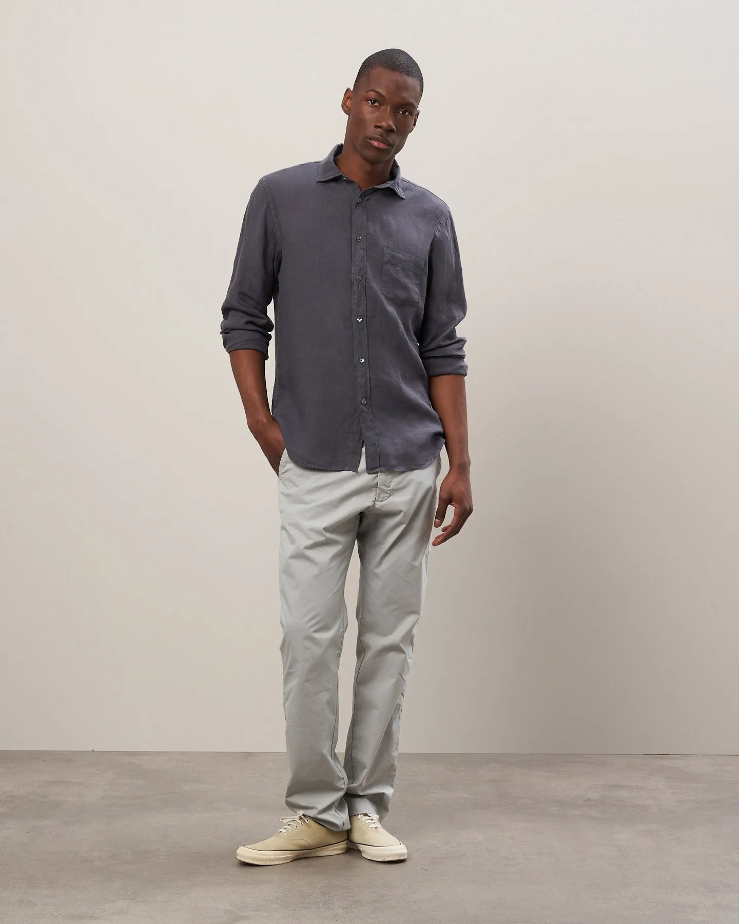 Chemise Homme en lin Carbone Paul