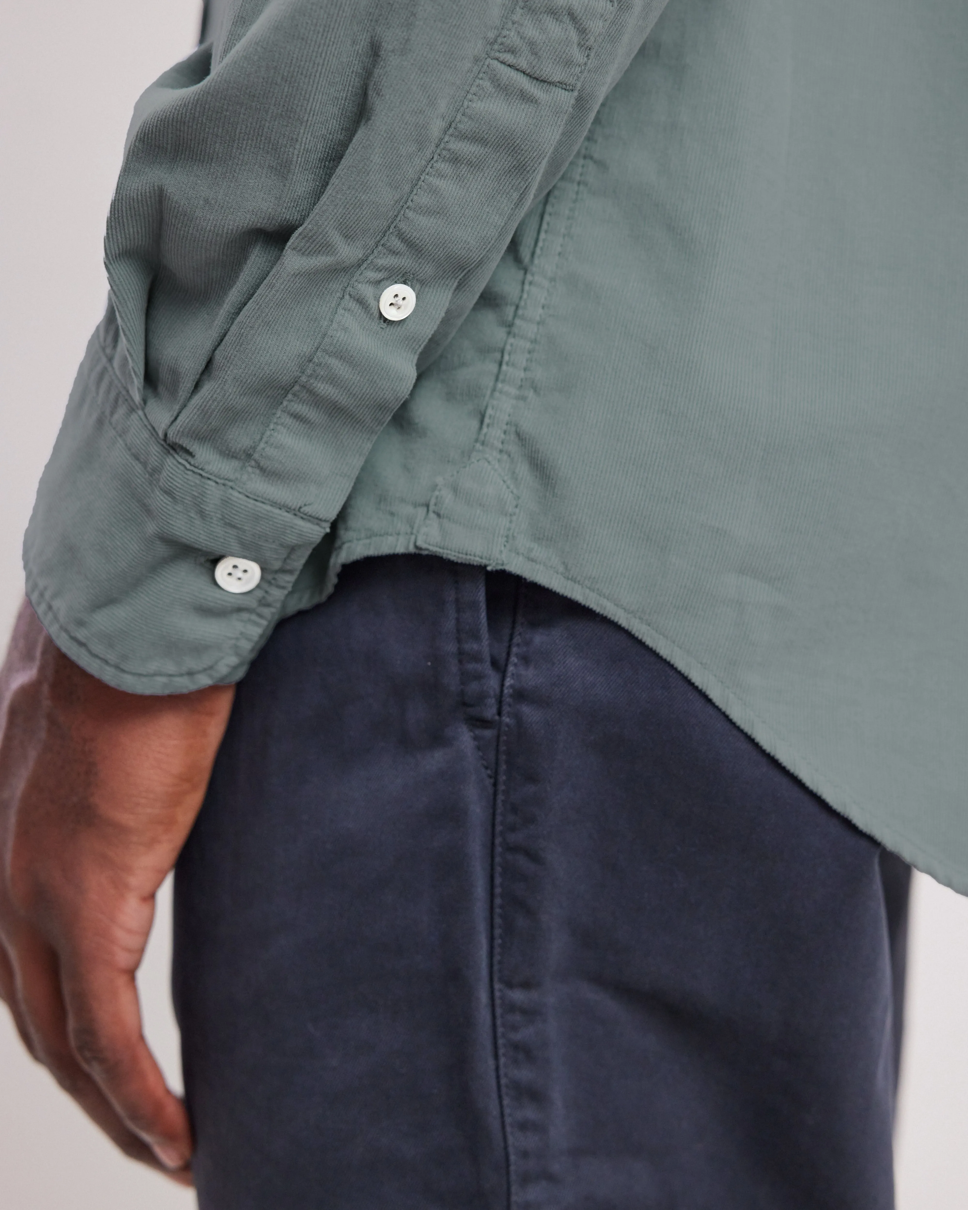 Chemise Homme en velours ctelé fin Vert Olive Pitt