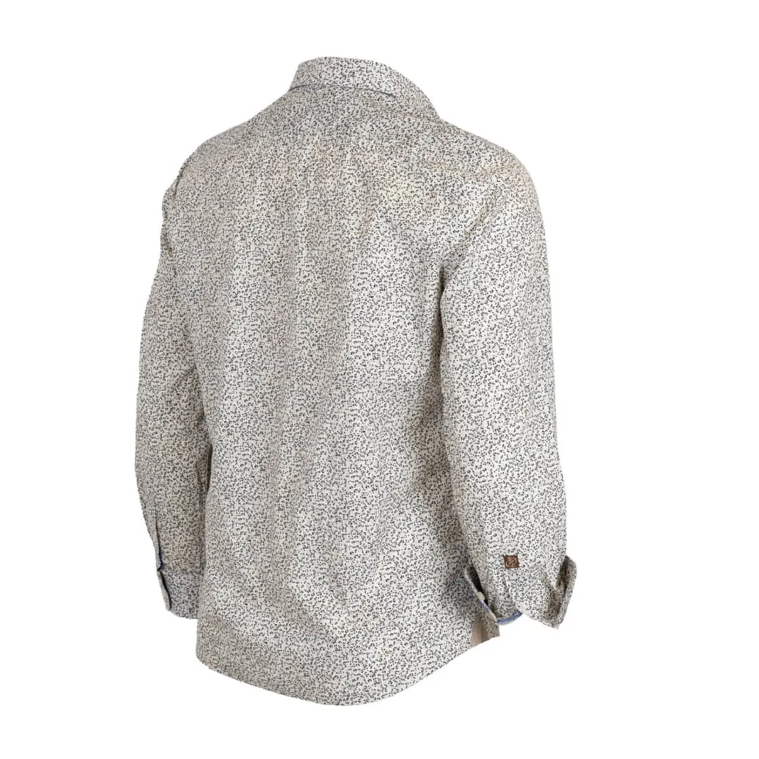 Chemise ml blanche fleurie en popline