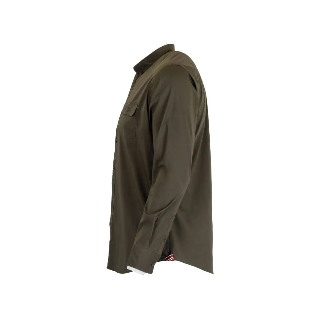 Chemise ml kaki en popline 2 poches poitrine
