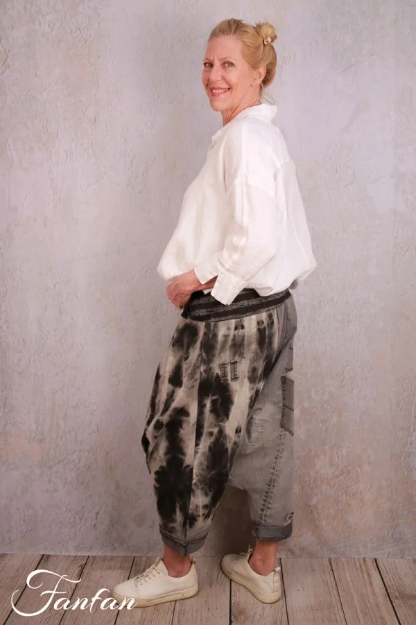 Créateur Sue Pantalon sarouel noir et gris