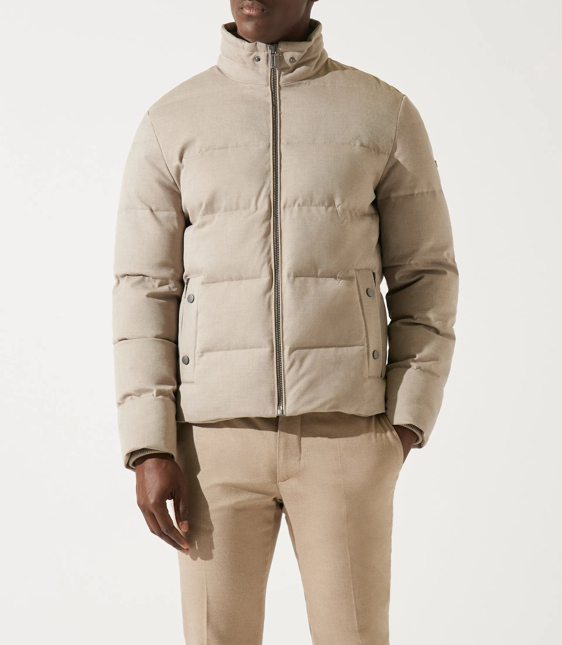 Doudoune col montant matelassé beige MADRID