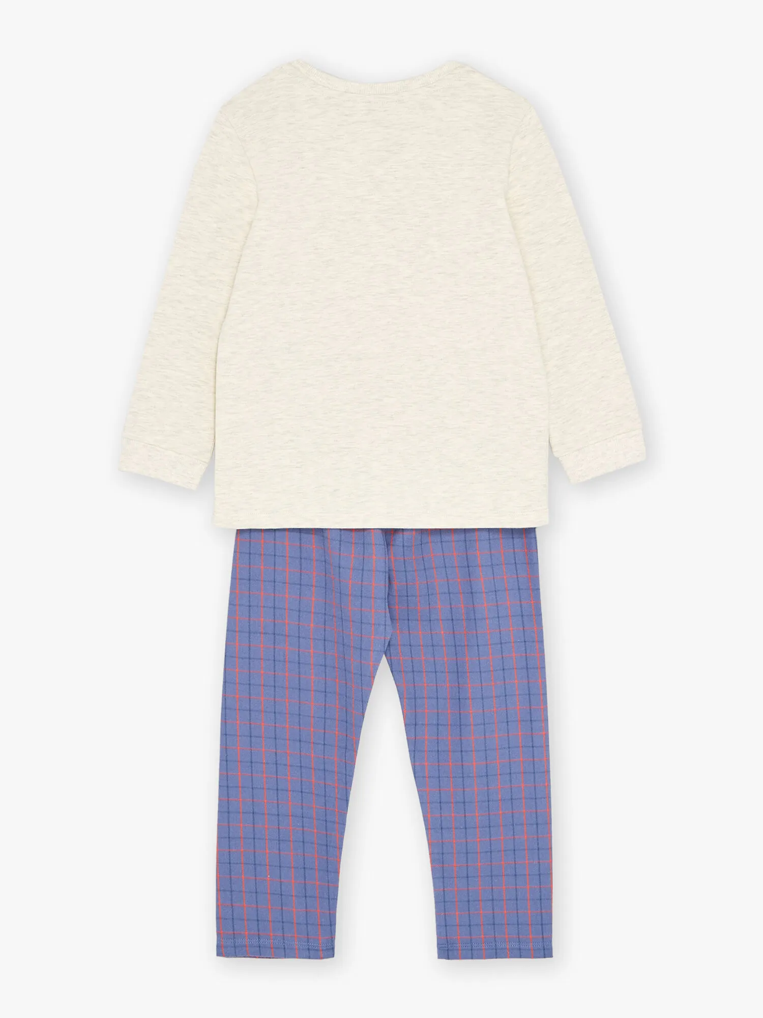 Ensemble pyjama écru et bleu en molleton graté