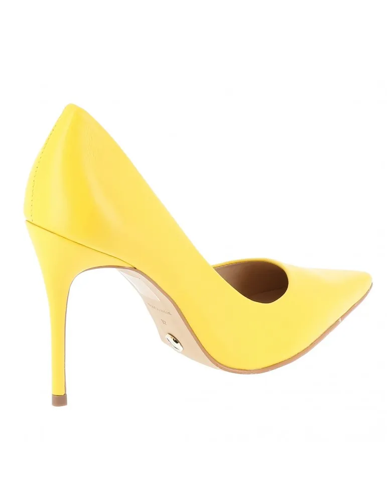 escarpins coupe classique talons fins cuir jaune 10 cm