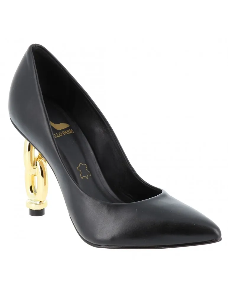 escarpins à talons maille cuir noir 10 cm