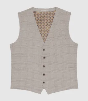 Gilet de costume à carreaux effet Prince de Galles beige XSWING