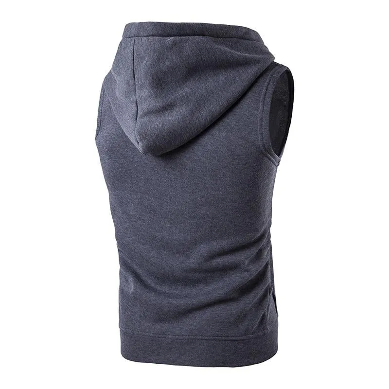 Gilet décontracté à capuche avec poche zippée vintage
