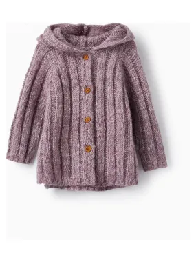 Gilet en Maille avec Capuche pour Bébé Fille   NORTHERN CALLING - Gris clair
