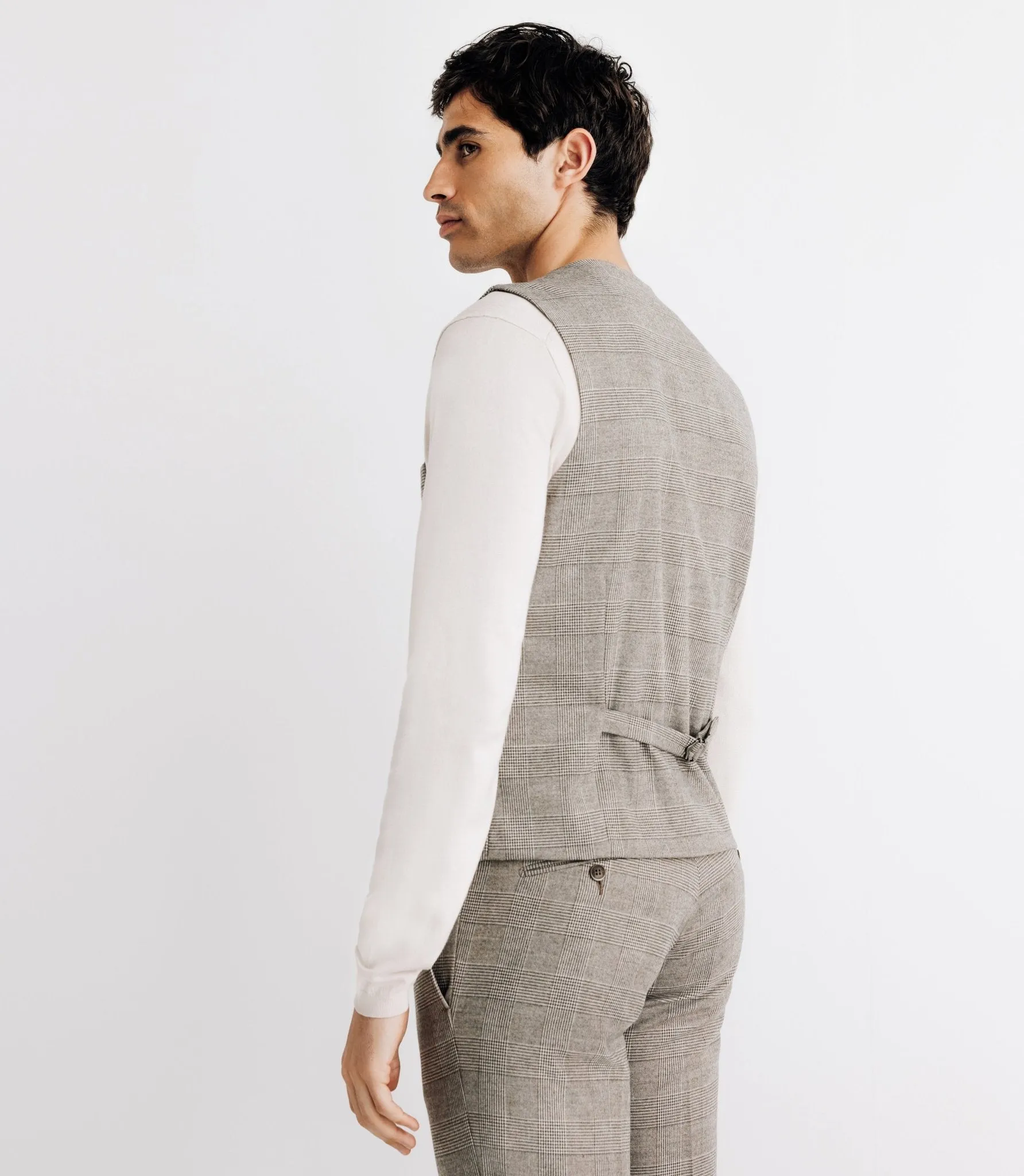 Gilet à carreaux beige