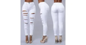 Jean slim déchiré pour femme