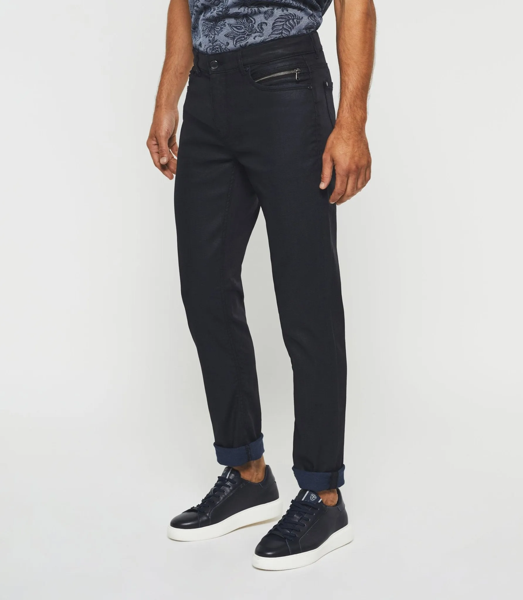 Jean slim enduit marine Time