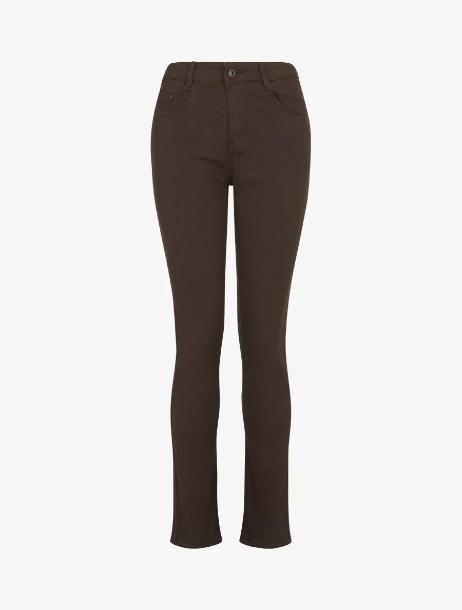 Jean slim push-up basique - Marron