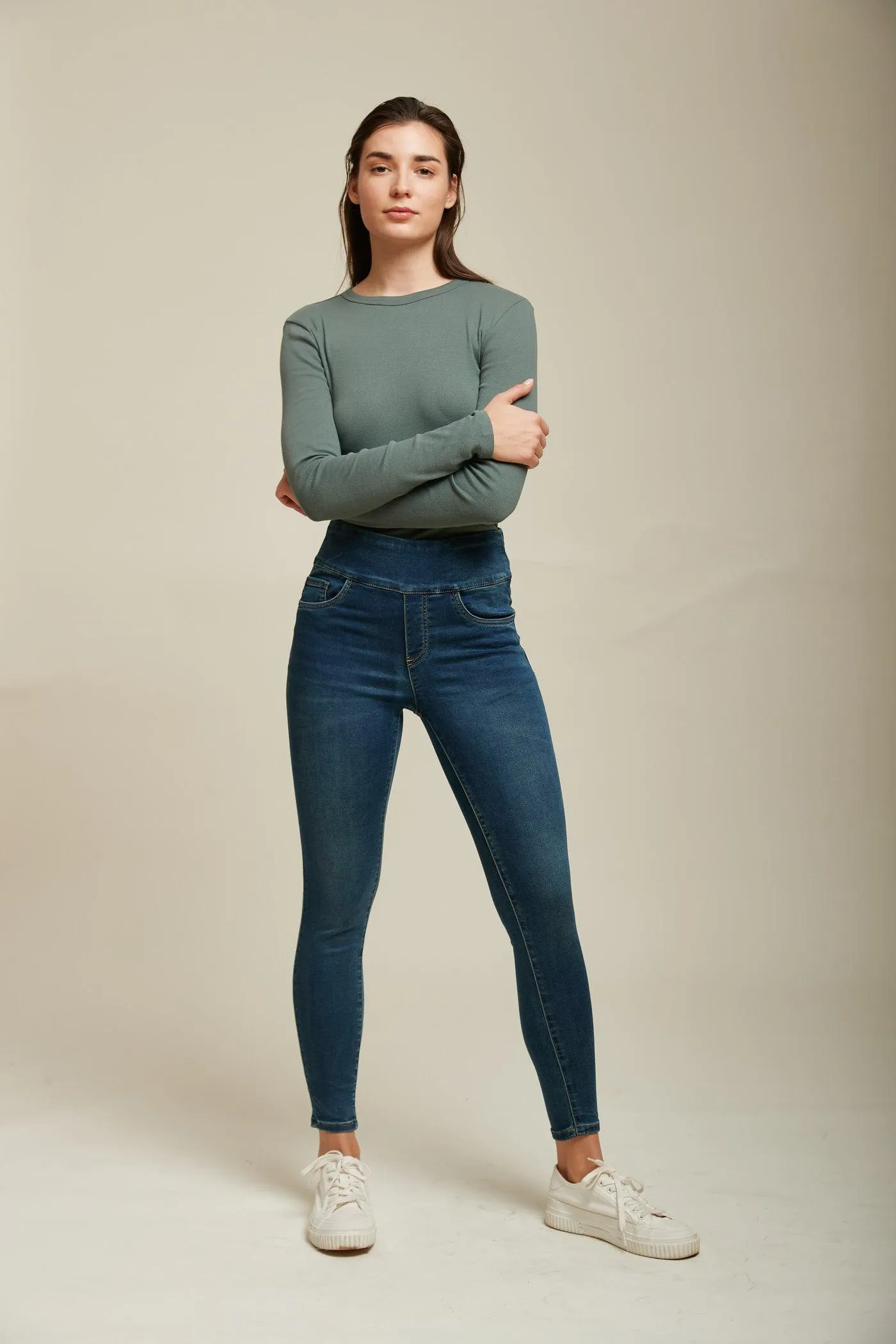 Jogg jean taille haute à enfiler - Sacha by Tocada