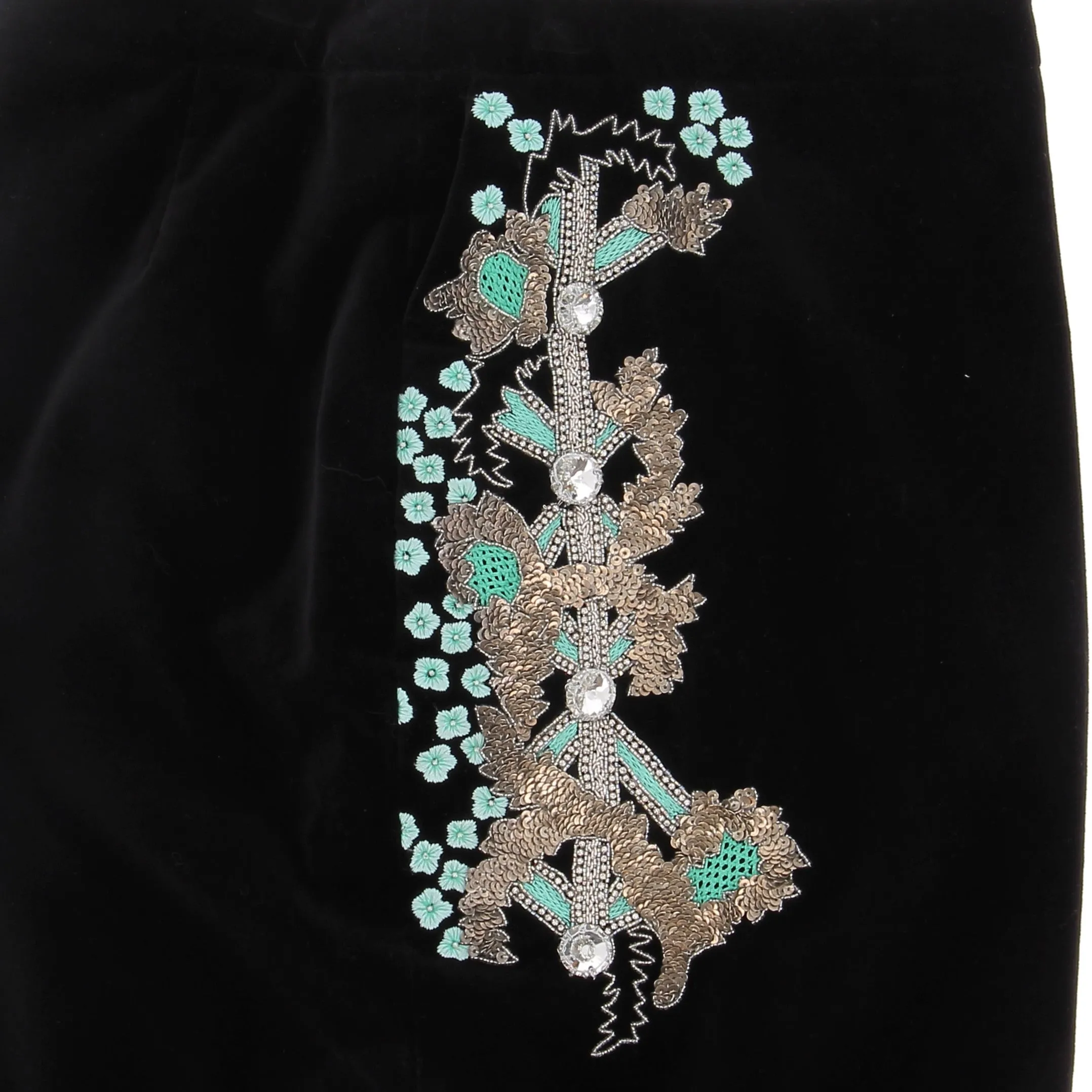 Jupe crayon noire à broderies