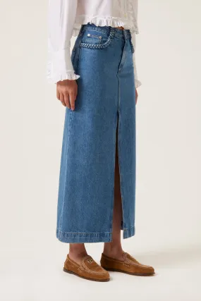 Jupe longue en denim fendue
