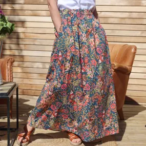 Jupe Tao Popeline de coton fleurs du Levant - 102cm de hauteur