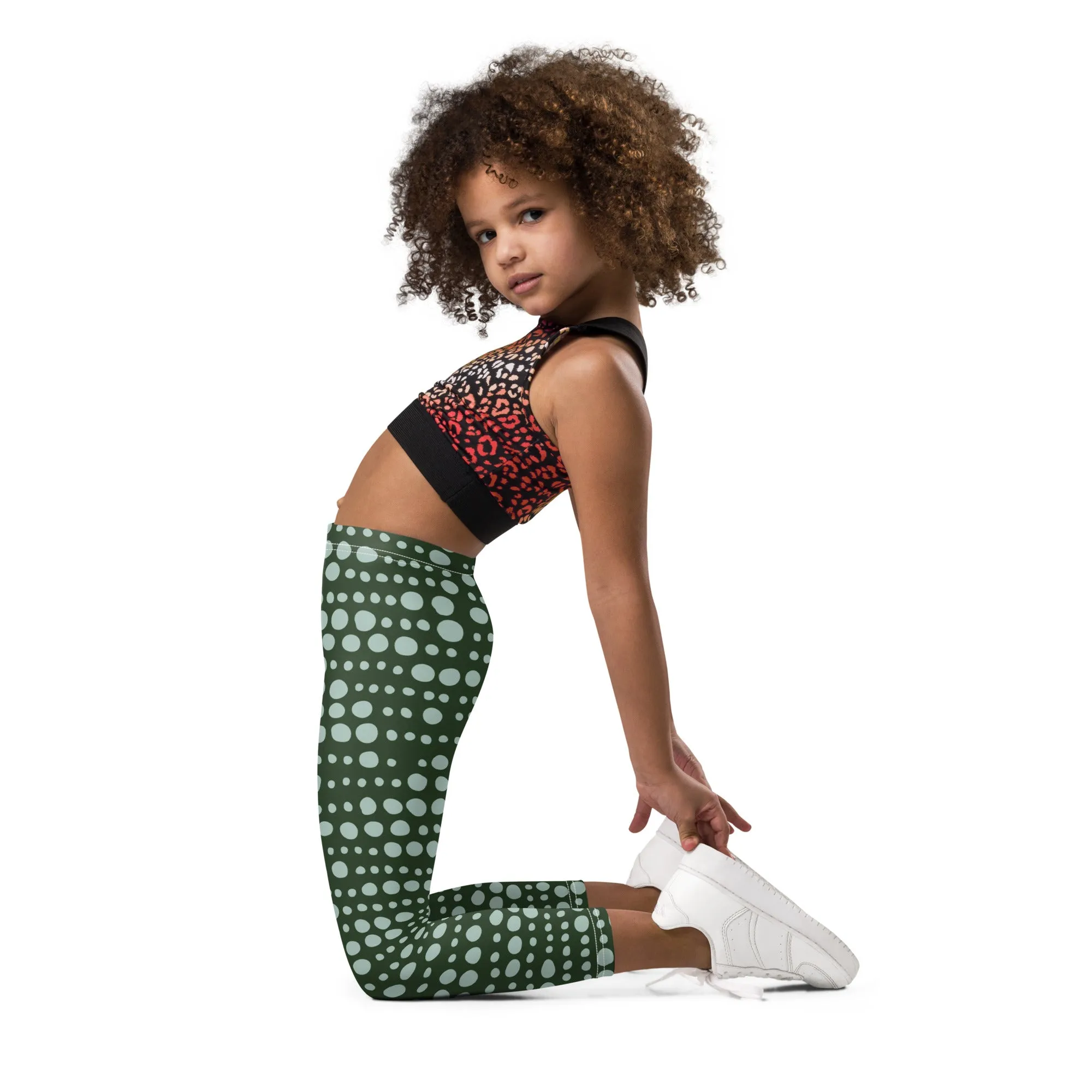 Legging Pour Enfant Vert ronds bleus