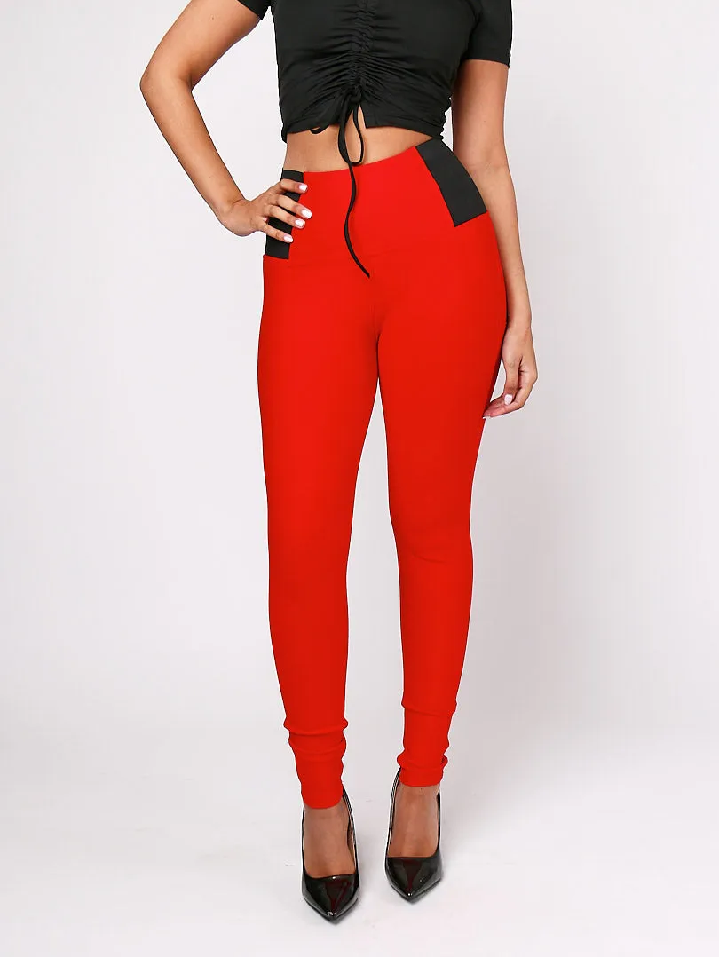 Legging rouge taille haute