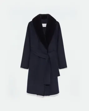 Manteau en lainage cachemire avec col et parementure en vison