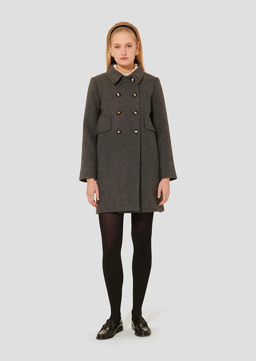 Manteau Marceau en drap caban noir  TARA JARMON