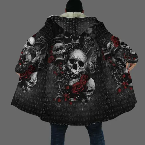 Manteau à capuche crane et rose