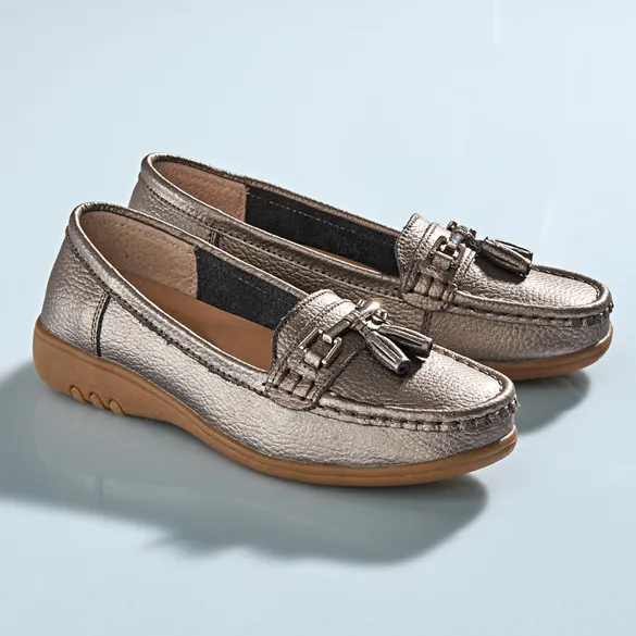 Mocassins, gris métallisé