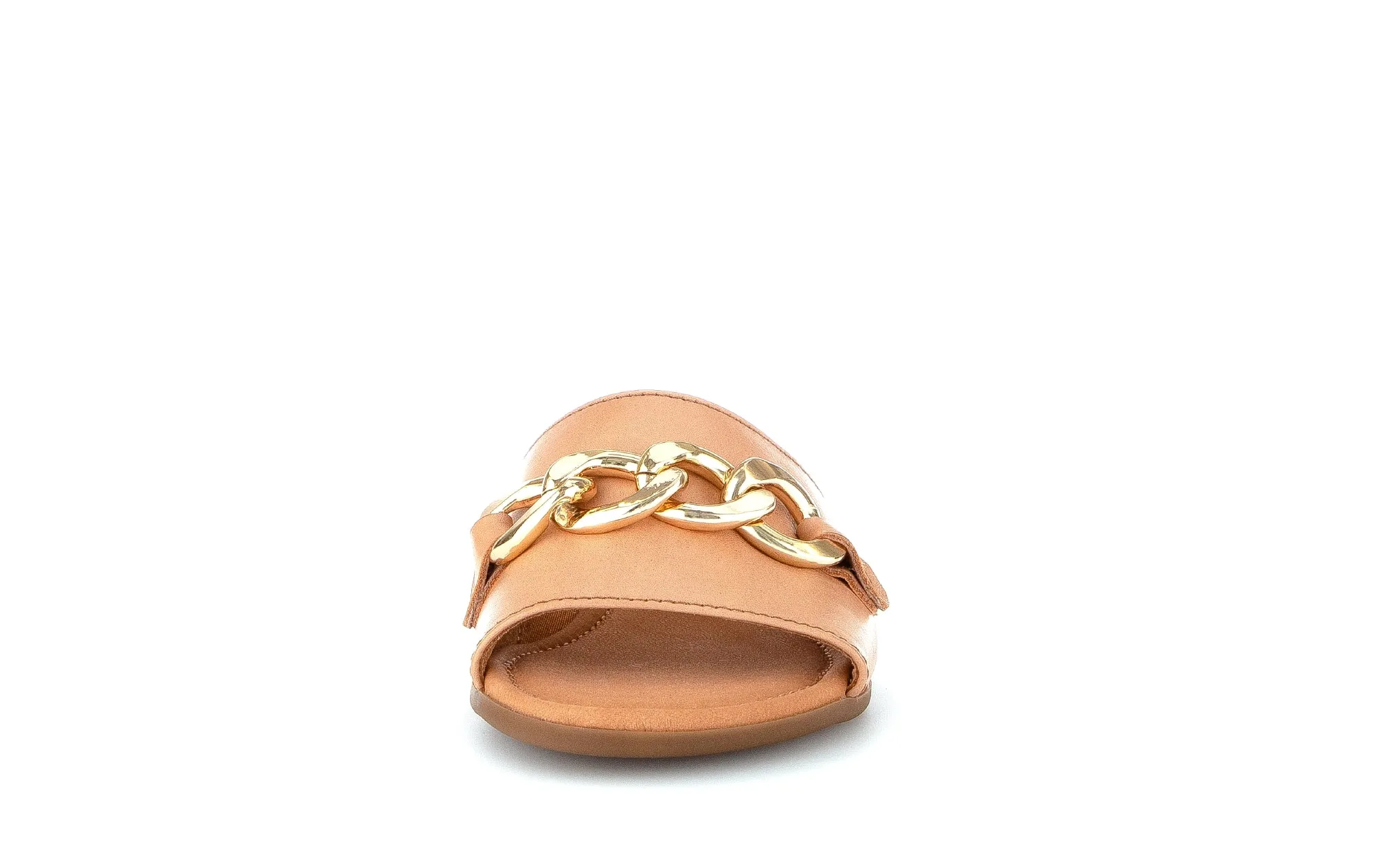 Mules cognac en cuir lisse