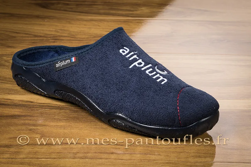 Mules hommes marine brodées Airplum