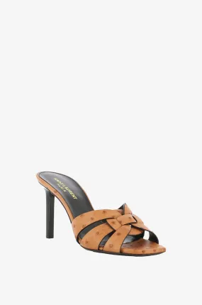 Mules à talon en cuir effet autruche Tribute 85