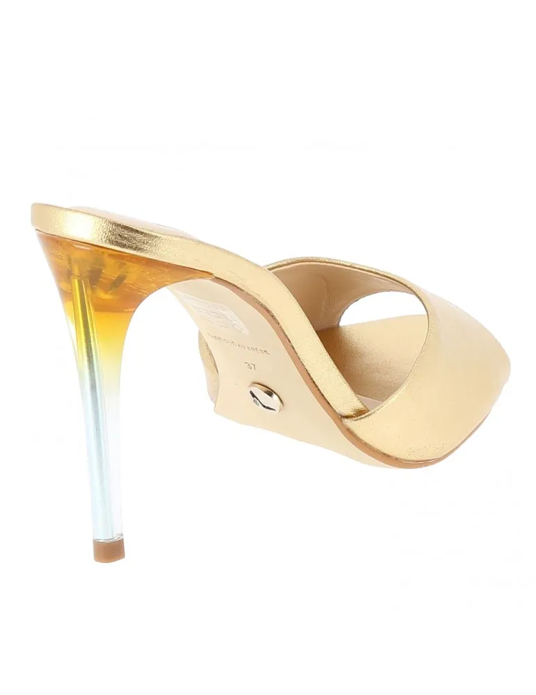 mules à talons cuir doré 10 cm