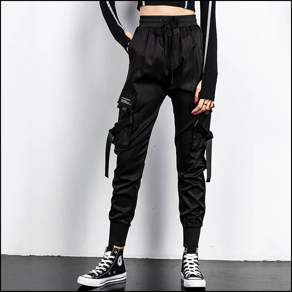 Pantalon Cargo Noir Slim Femme