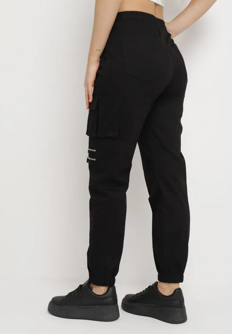 Pantalon cargo taille haute noir