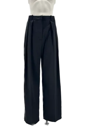 Pantalon de tailleur satiné noir Eliane