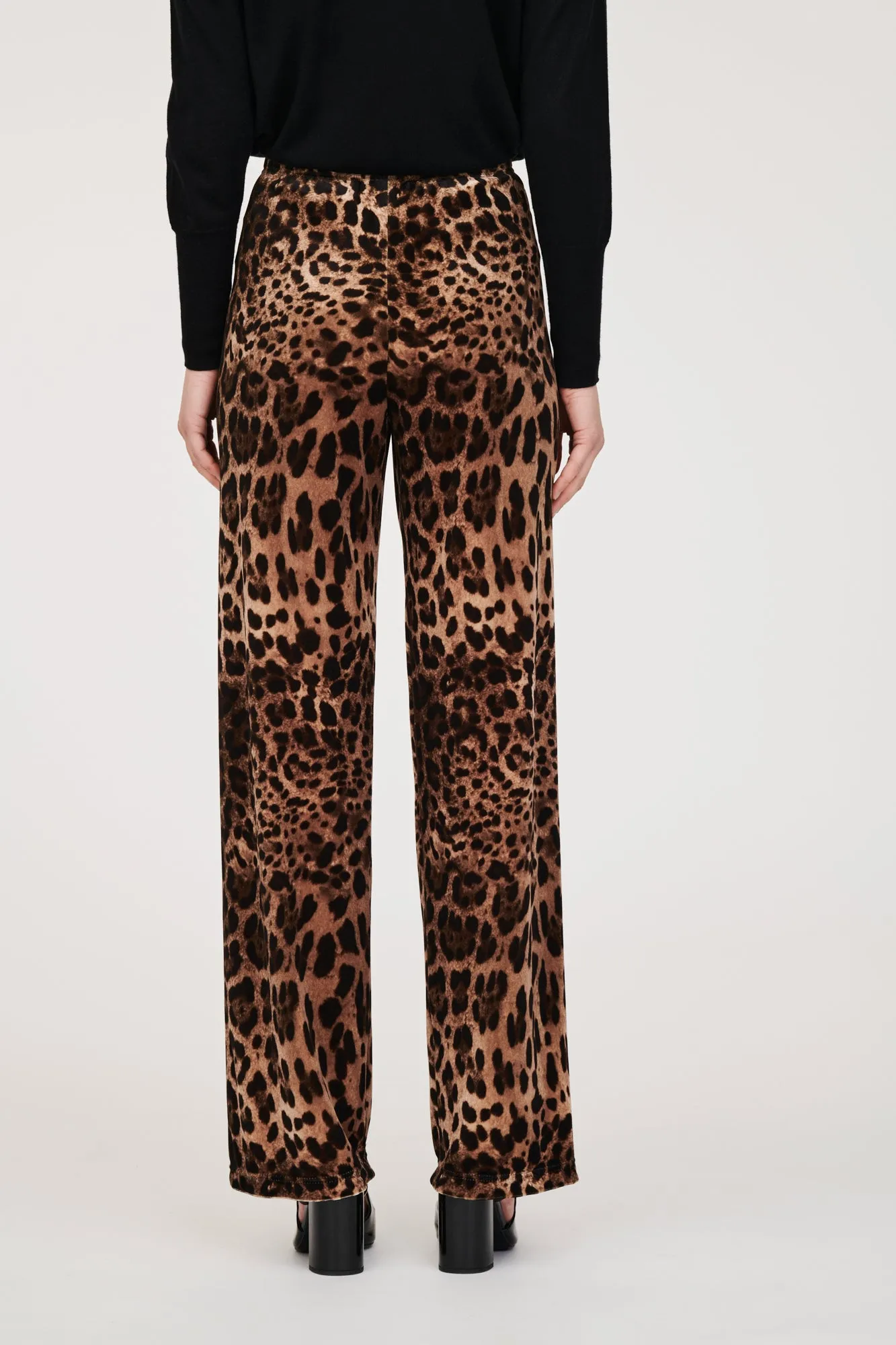 Pantalon en velours imprimé léopard