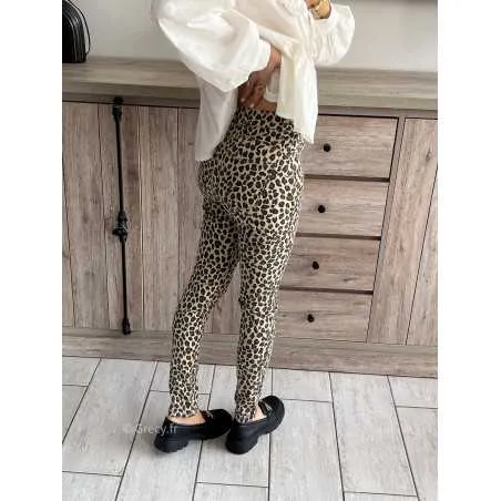 Pantalon jean léopard coupe slim