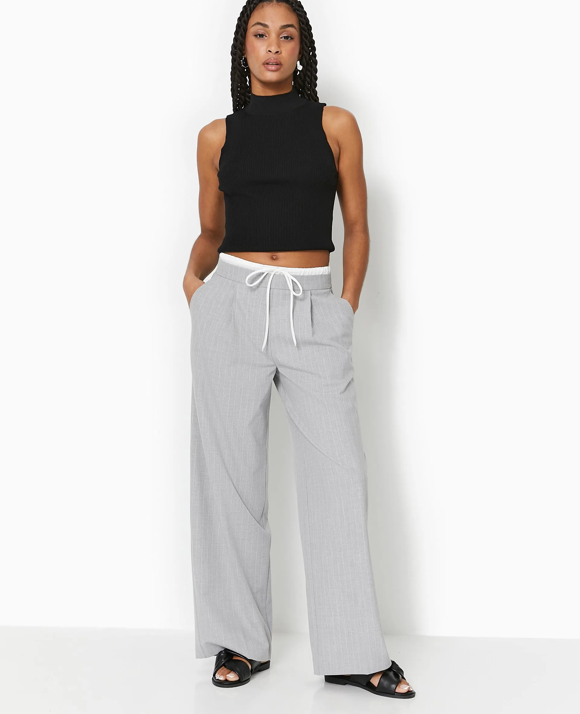 Pantalon large avec effet de superposition